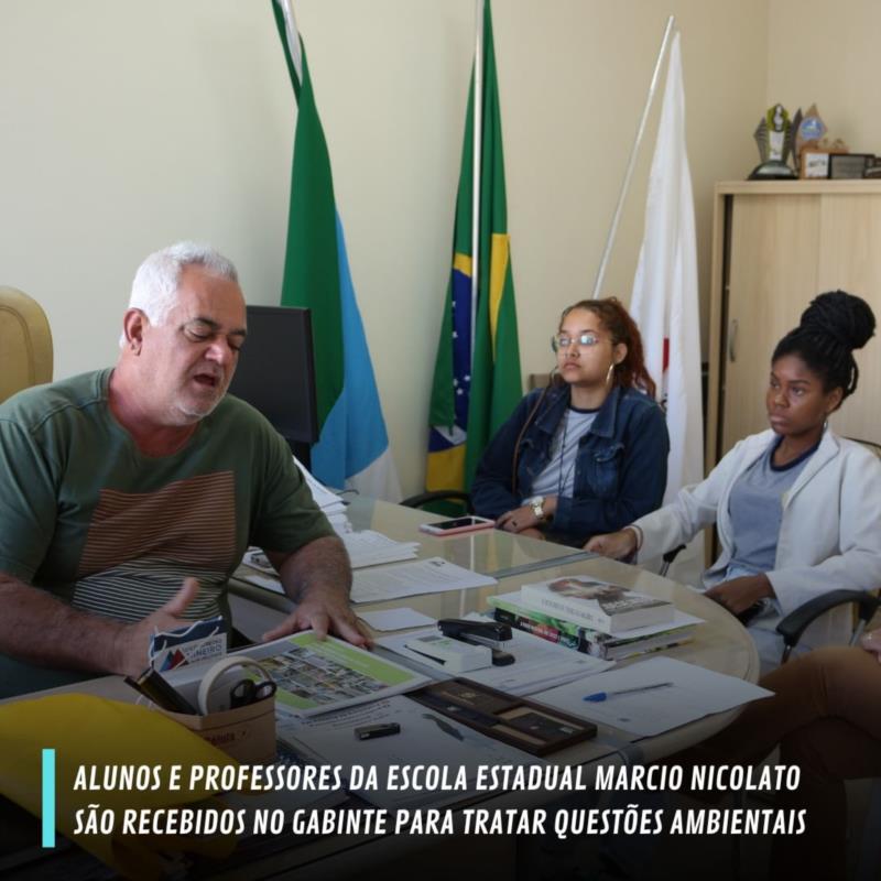 Alunos e professores da Escola Estadual Marcio Nicolato são recebidos no gabinete para tratar questões ambientais