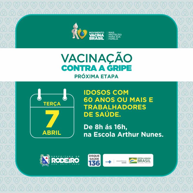 Vacinação Contra a Gripe terá nova etapa nesta terça, dia 07 de abril