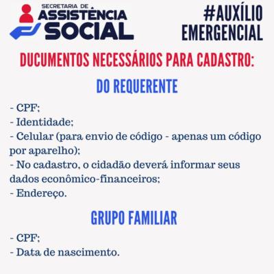 Saiba quais são os documentos necessários para o cadastro do Auxílio Emergencial