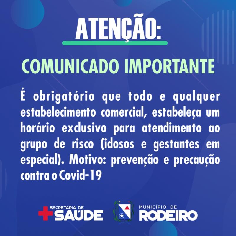 Atenção comerciantes: pessoas do grupo de risco deverão ter horário exclusivo de atendimento
