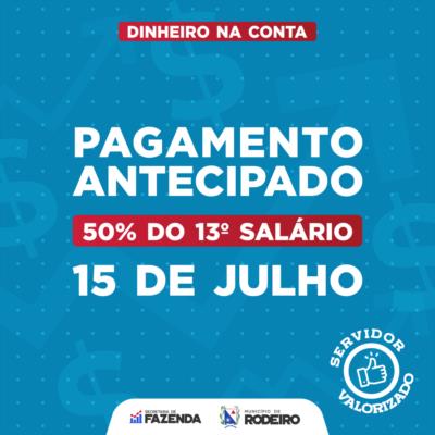 Prefeitura de Rodeiro antecipa pagamento da primeira parcela do 13º salário