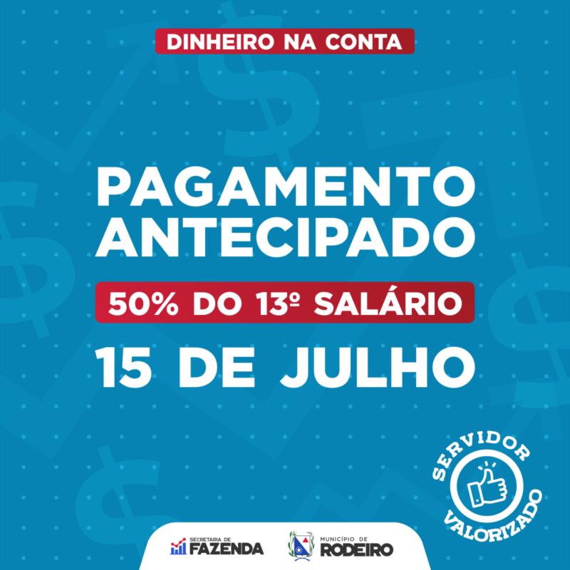Prefeitura de Rodeiro antecipa pagamento da primeira parcela do 13º salário