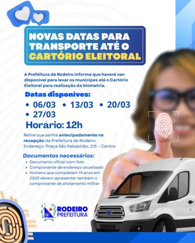 Transporte ao Cartório Eleitoral: novas datas