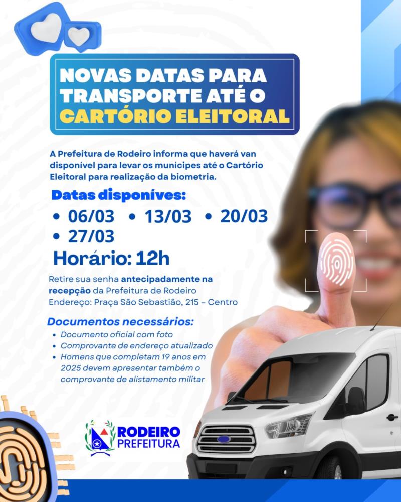 Transporte ao Cartório Eleitoral: novas datas