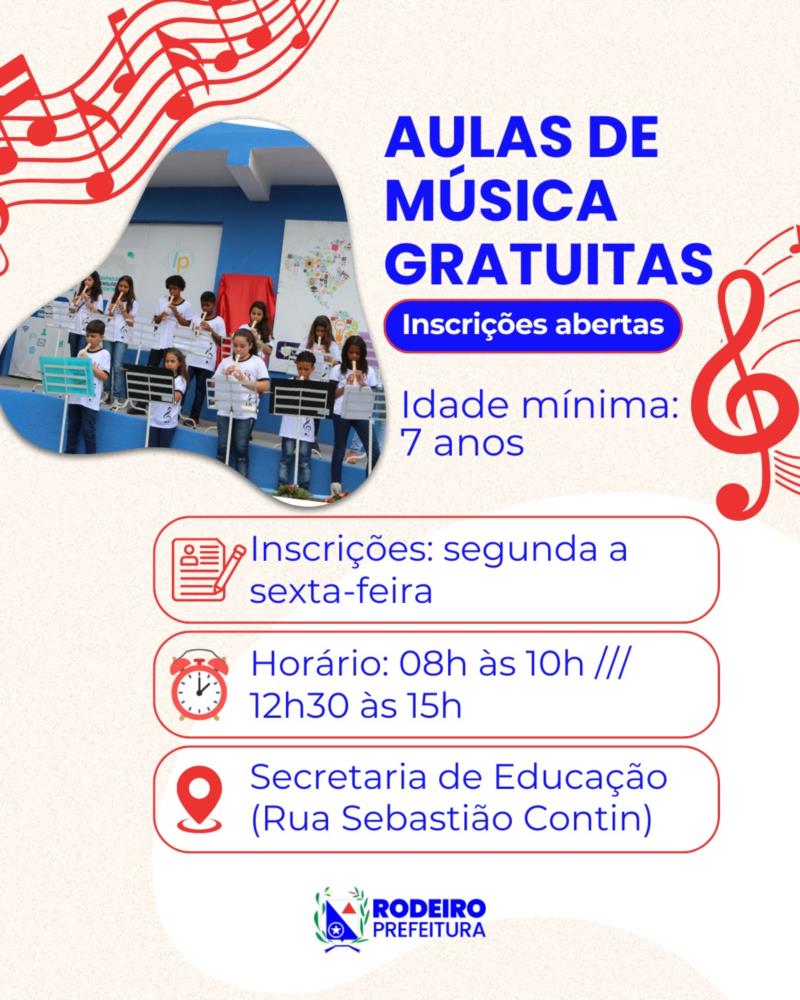 Inscrições Abertas – Aulas de Música