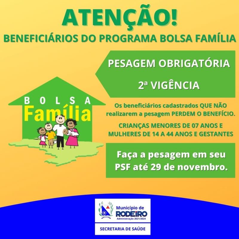 PESAGEM OBRIGATÓRIA PARA OS BENEFICIÁRIOS DO PROGRAMA BOLSA FAMÍLIA