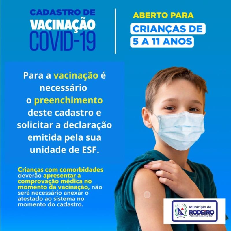 CADASTRO PARA VACINAÇÃO DE CRIANÇAS DE 05 A 11 ANOS